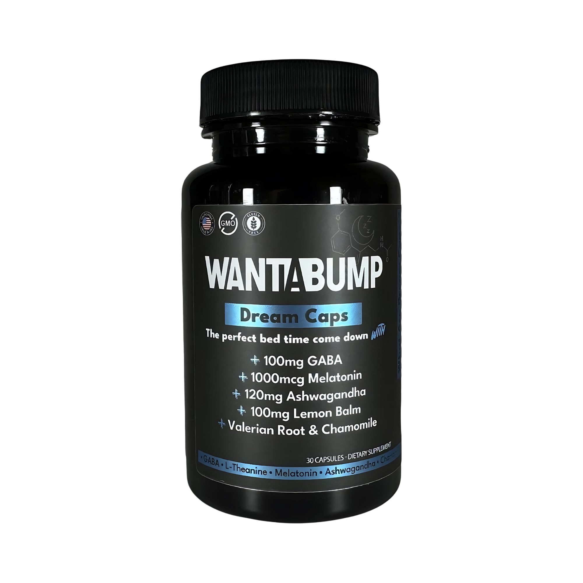 Want A Bump Sleep Aid Capsules open bottle with capsules