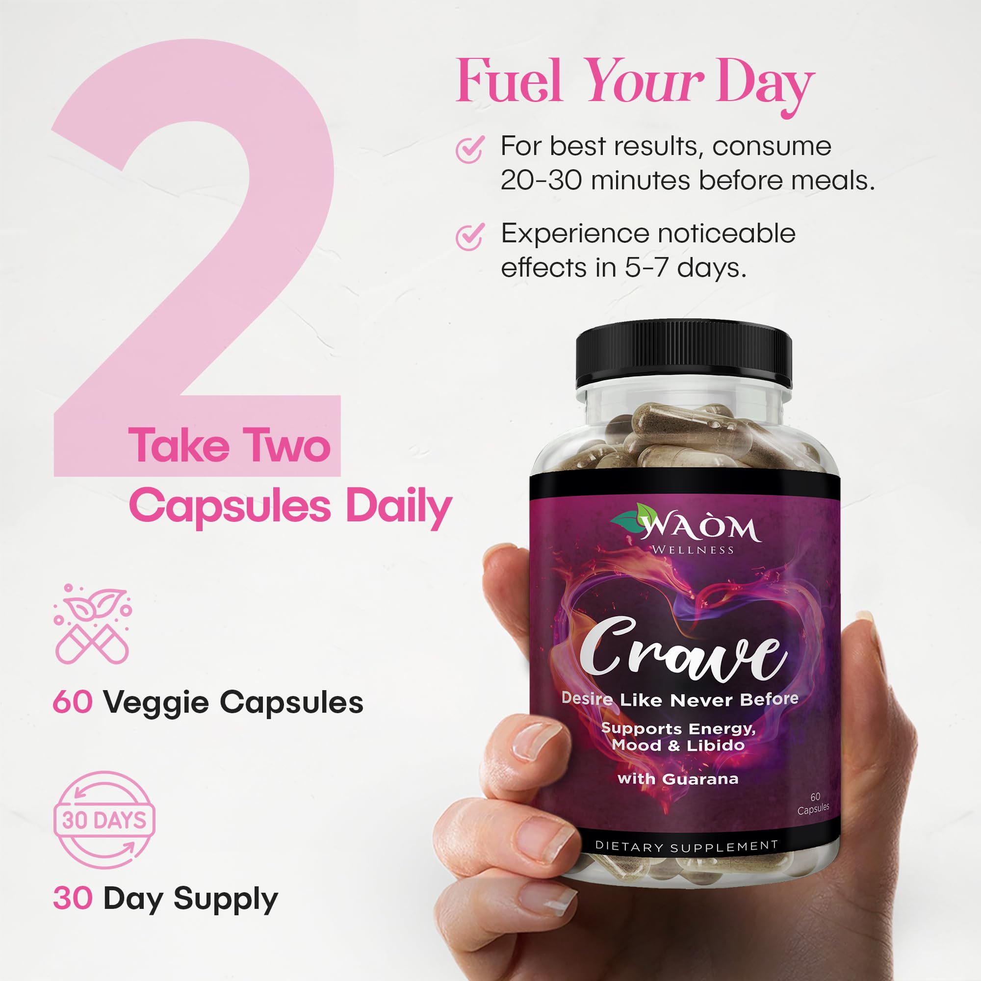 Waòm Wellness Natural Libido & Vitality Support supplement lifestyle scene