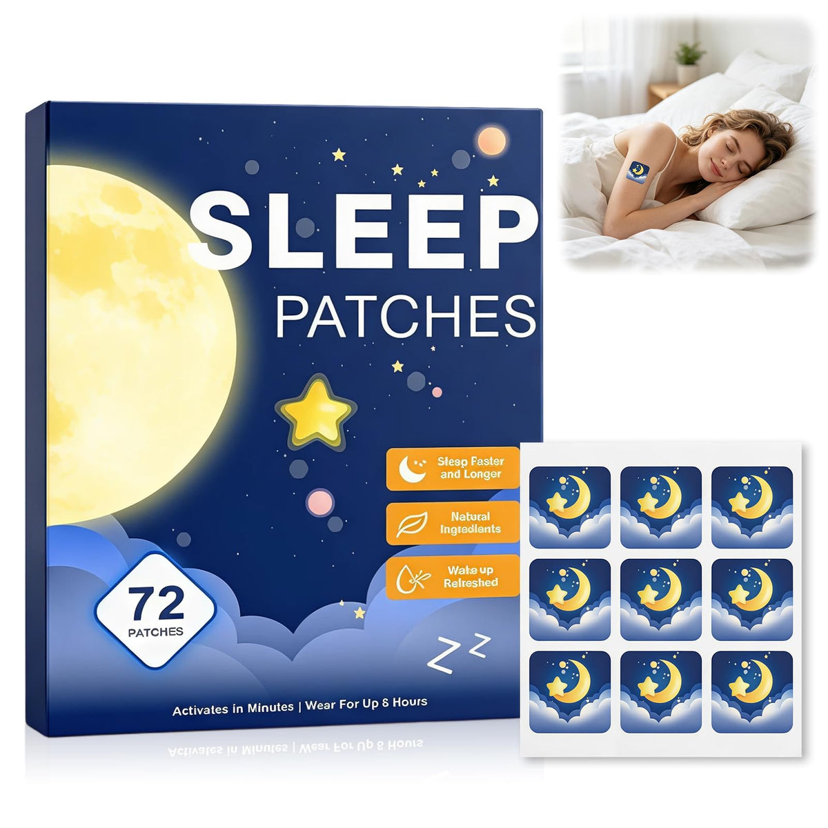 warmow Sleep Patches 72 Count front view packaging