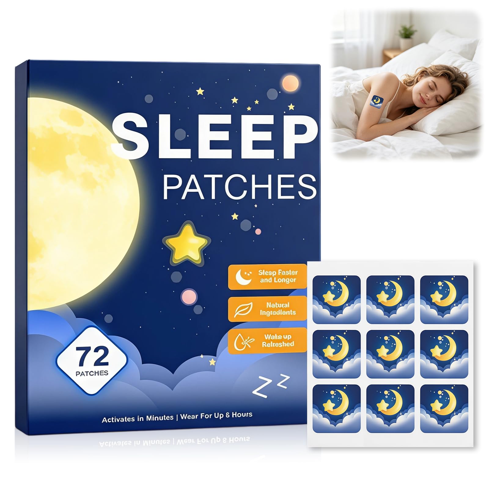 warmow Sleep Patches 72 Count front view packaging