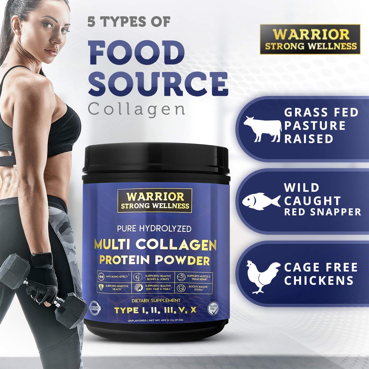 Warrior Strong Wellness Multi Collagen Peptides Powder in a coffee