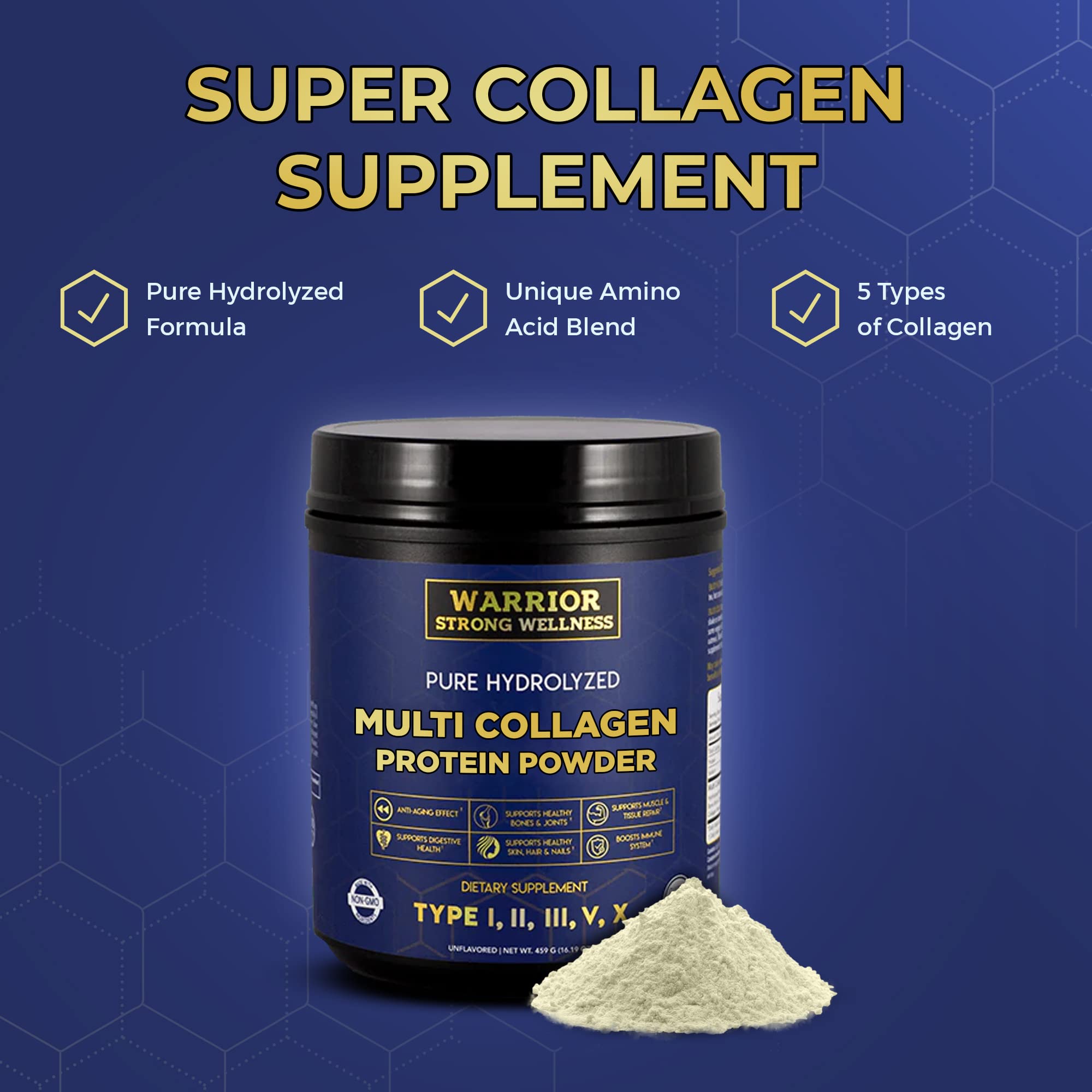 Warrior Strong Wellness Multi Collagen Peptides Powder mixed in a smoothie