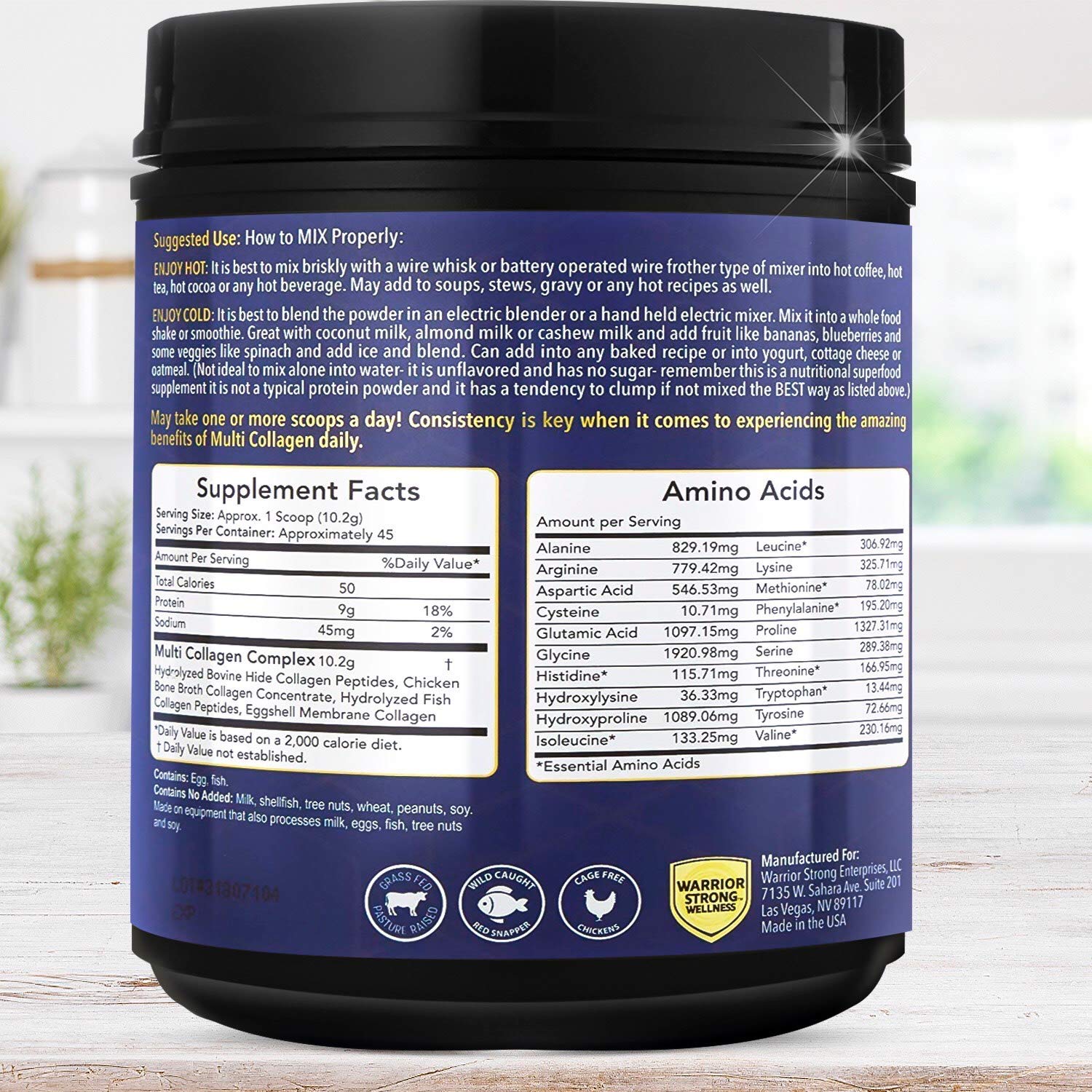 Warrior Strong Wellness Multi Collagen Peptides Powder packaging