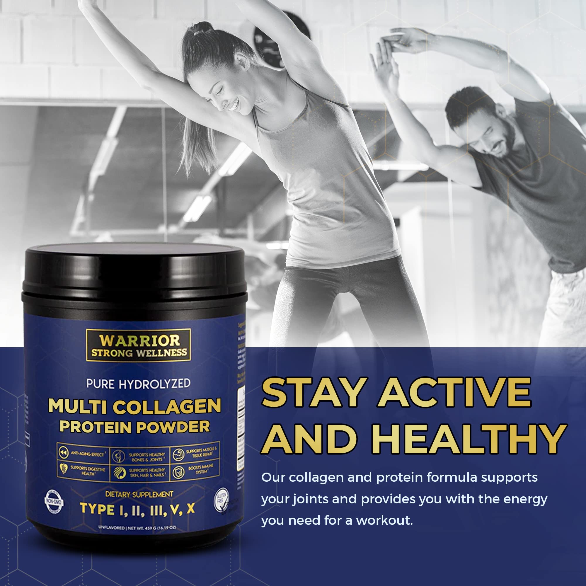 Warrior Strong Wellness Multi Collagen Peptides Powder scoop with powder