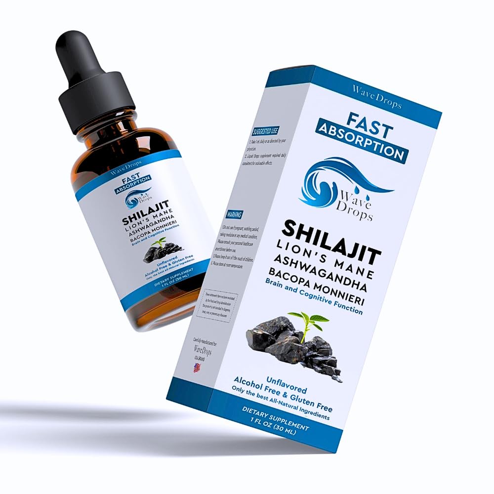 Wave Drops Herbal Mushroom Liquid Drops 1 Fl Oz front view