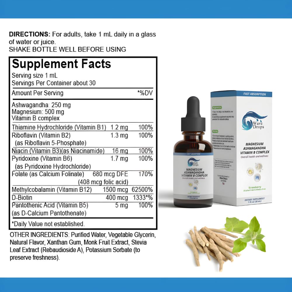 Wave Drops Magnesium Supplement Liquid side view