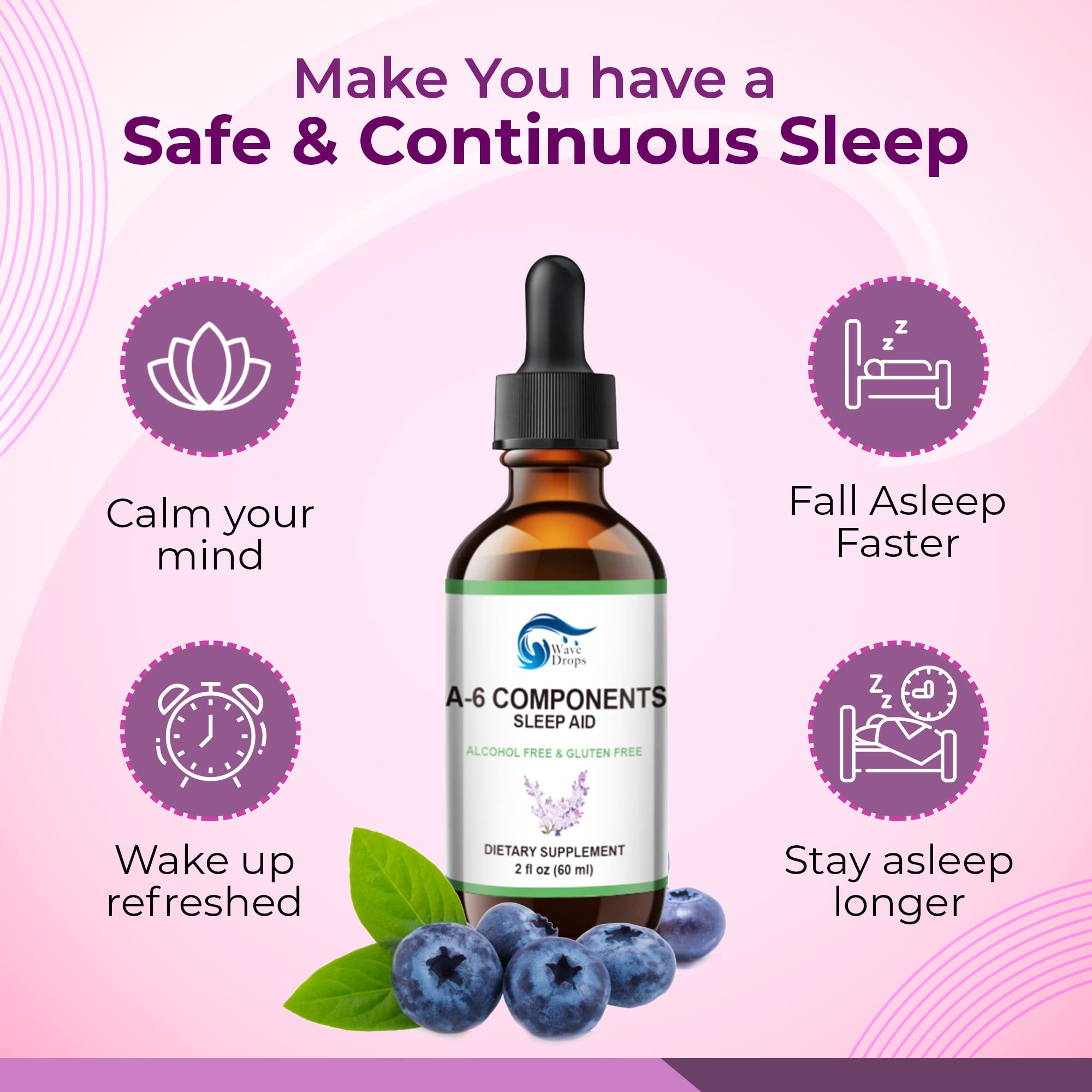 Wave Drops Sleep Supplement Liquid 150g with a glass