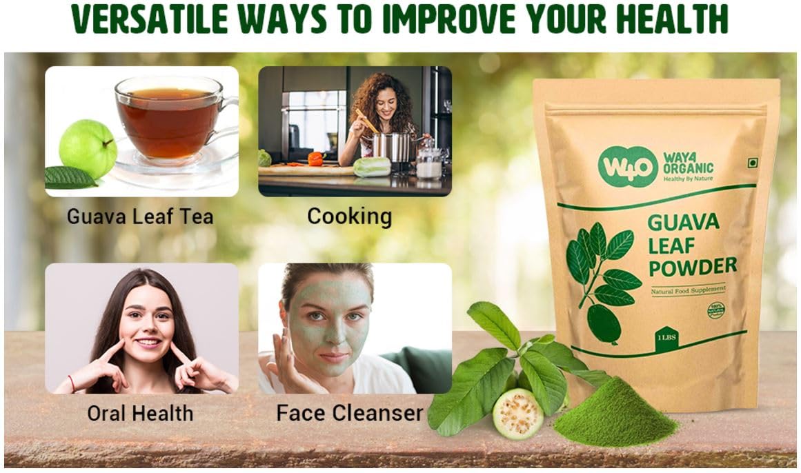 WAY 4 ORGANIC W4O Guava Leaf Powder in a kitchen setting