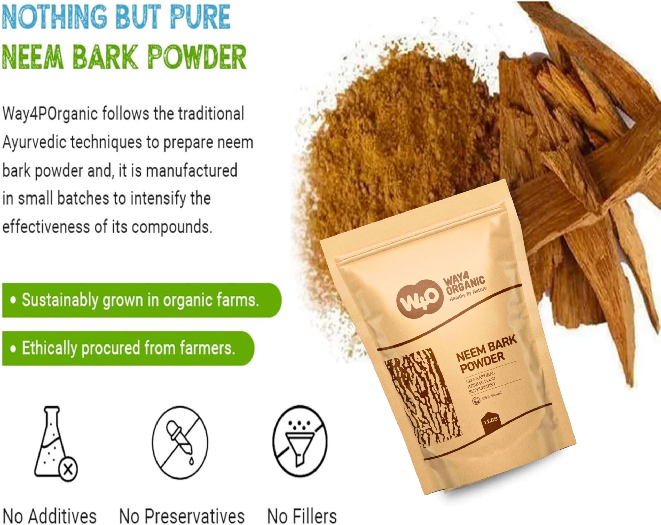 WAY 4 ORGANIC W4O Neem Bark Powder on pet food