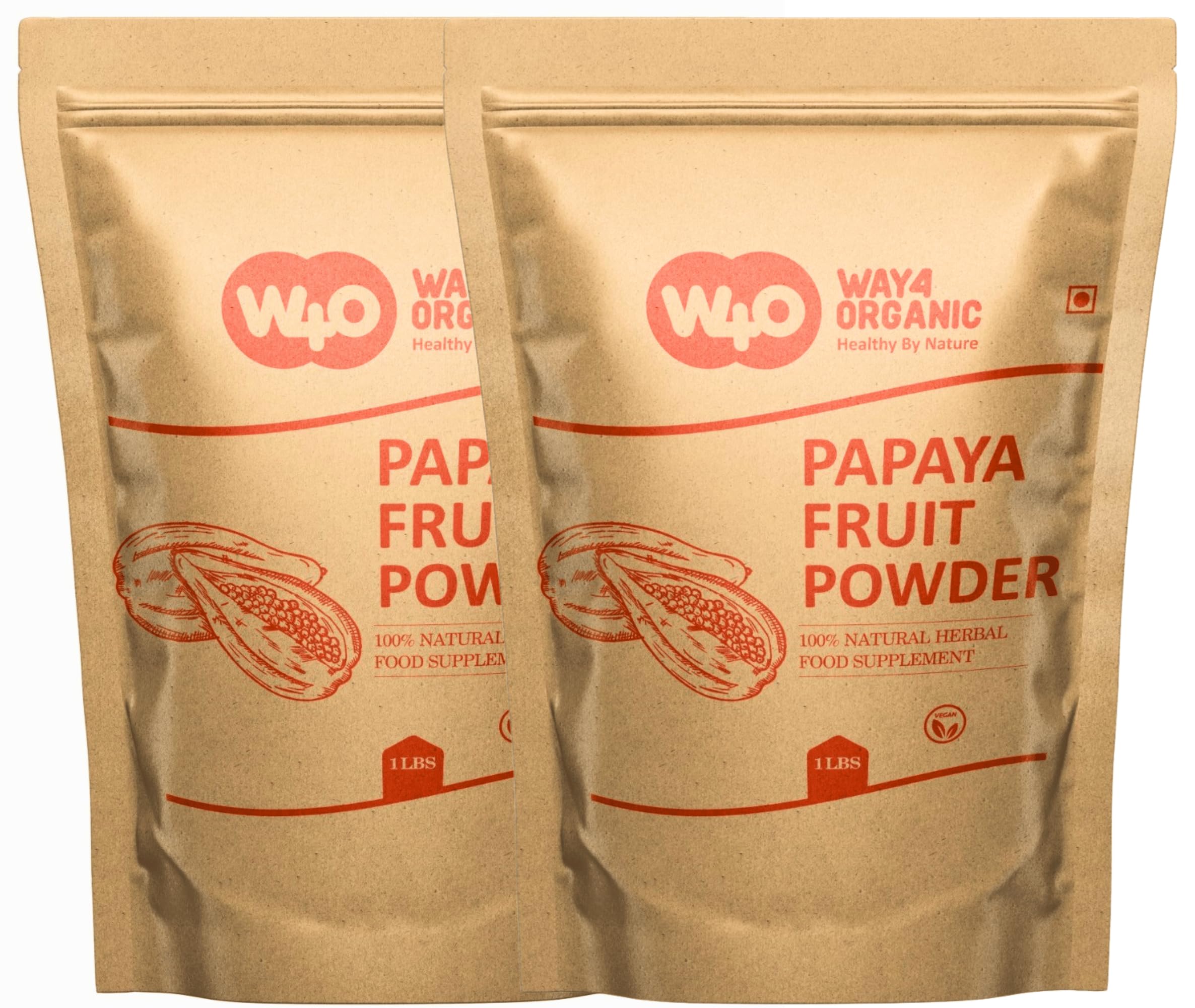 WAY 4 ORGANIC W4O Papaya Whole Fruit Powder front view