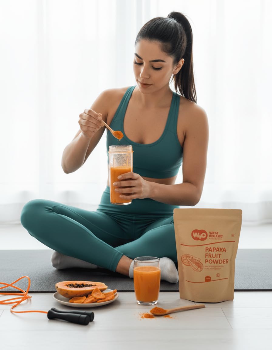 WAY 4 ORGANIC W4O Papaya Whole Fruit Powder mixed in smoothie