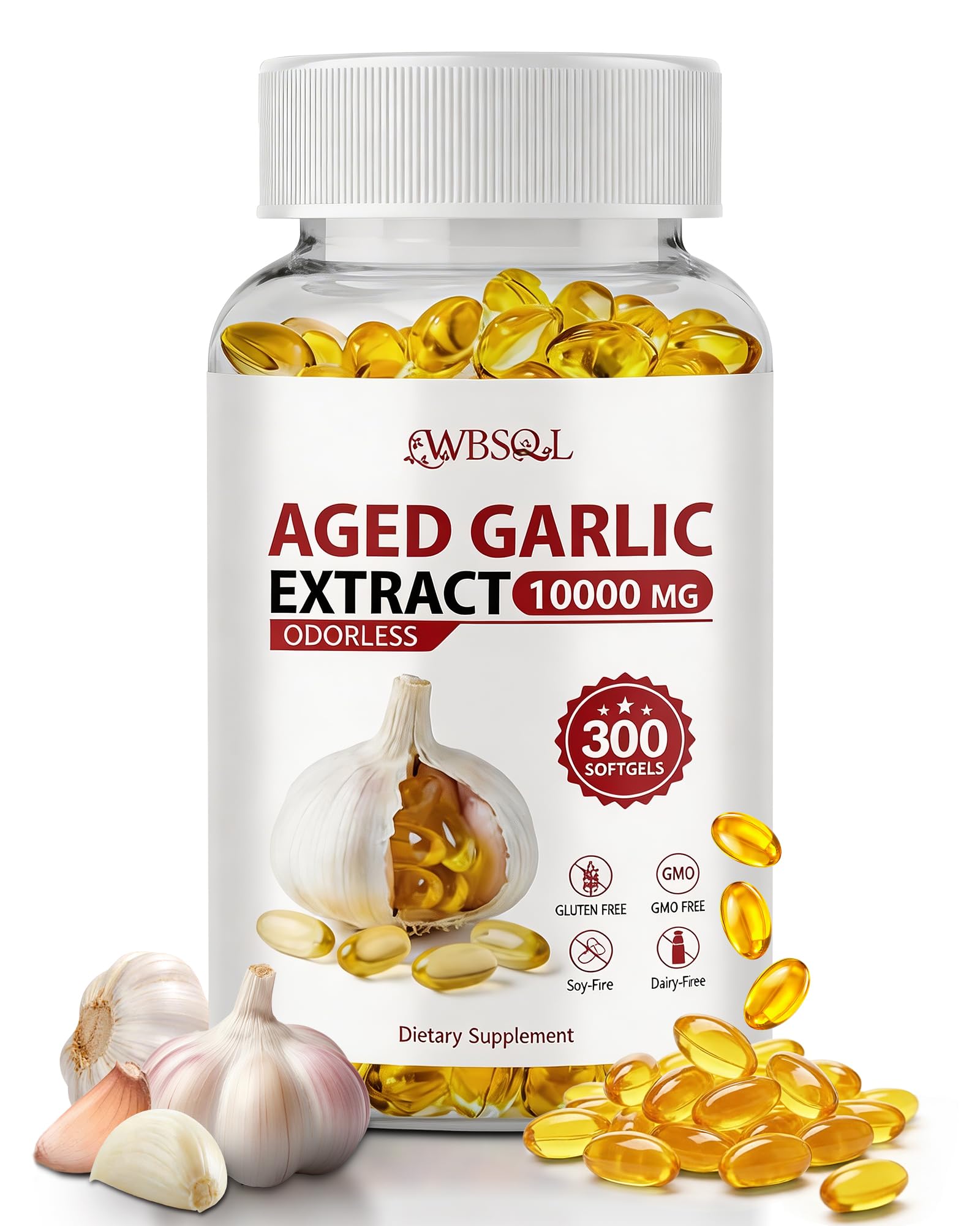 WBSQL Aged Garlic Extract Softgels 300 count front view