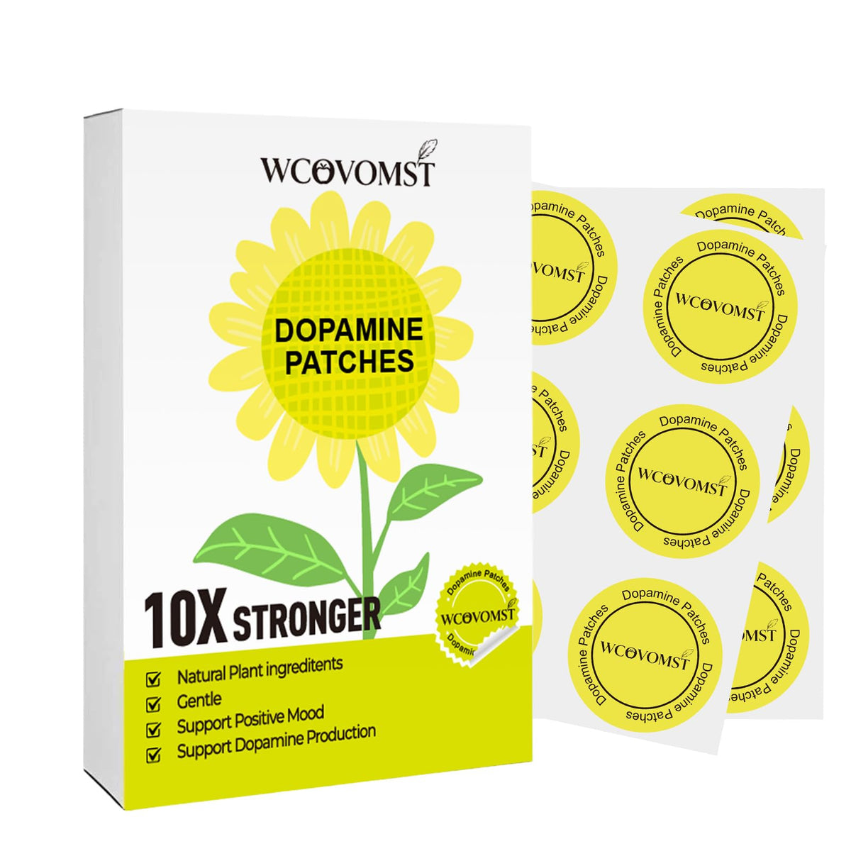 WCOVOMST Dopamine Patches box front view with 60 patches