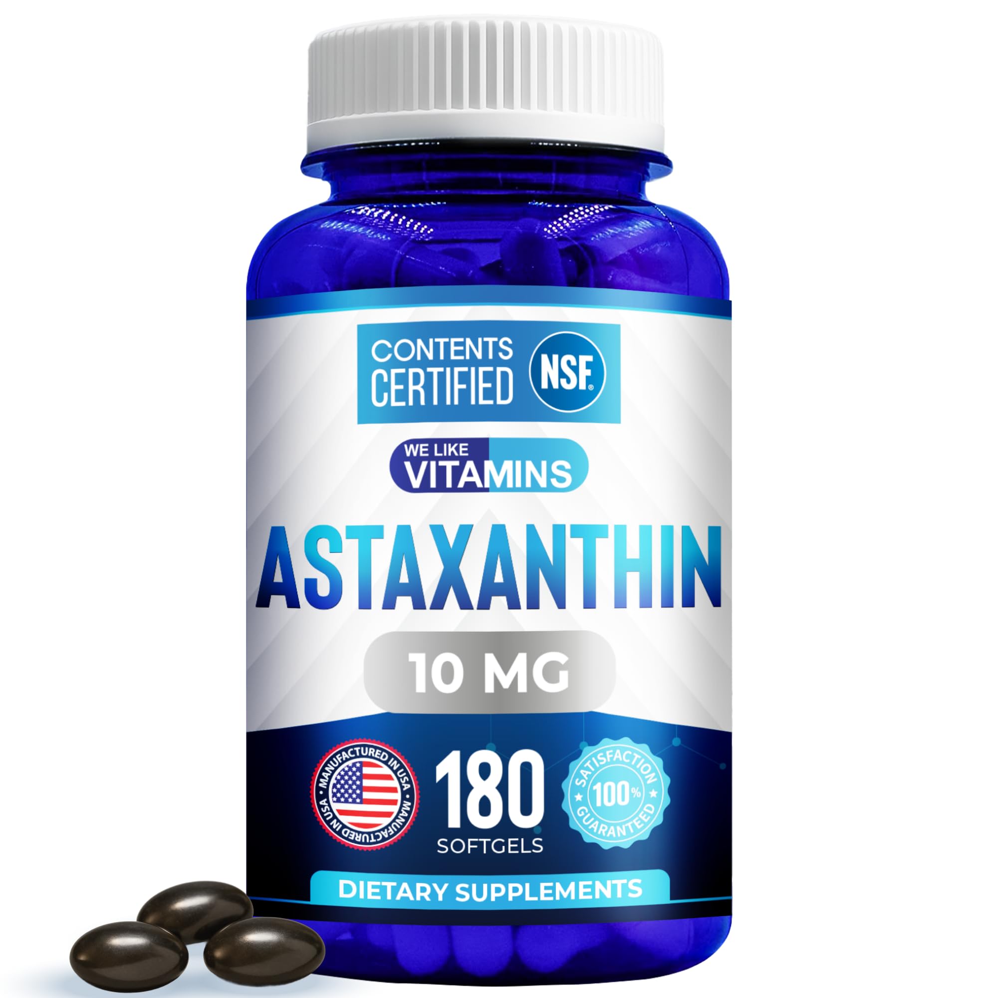 We Like Vitamins Astaxanthin 10mg softgels bottle front view