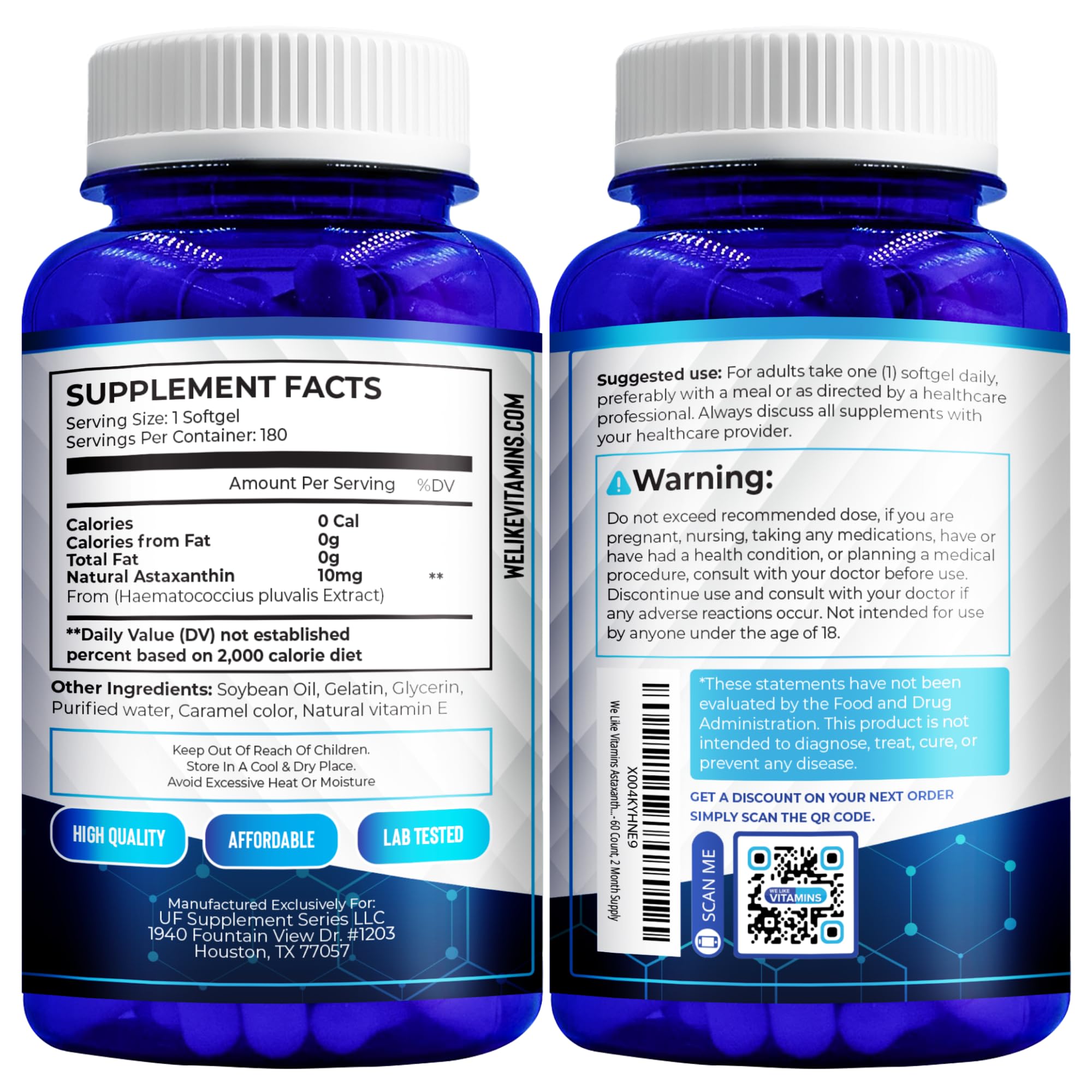 We Like Vitamins Astaxanthin 10mg softgels nutritional information