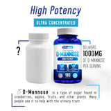 We Like Vitamins D-Mannose 1000mg capsules on a wooden table