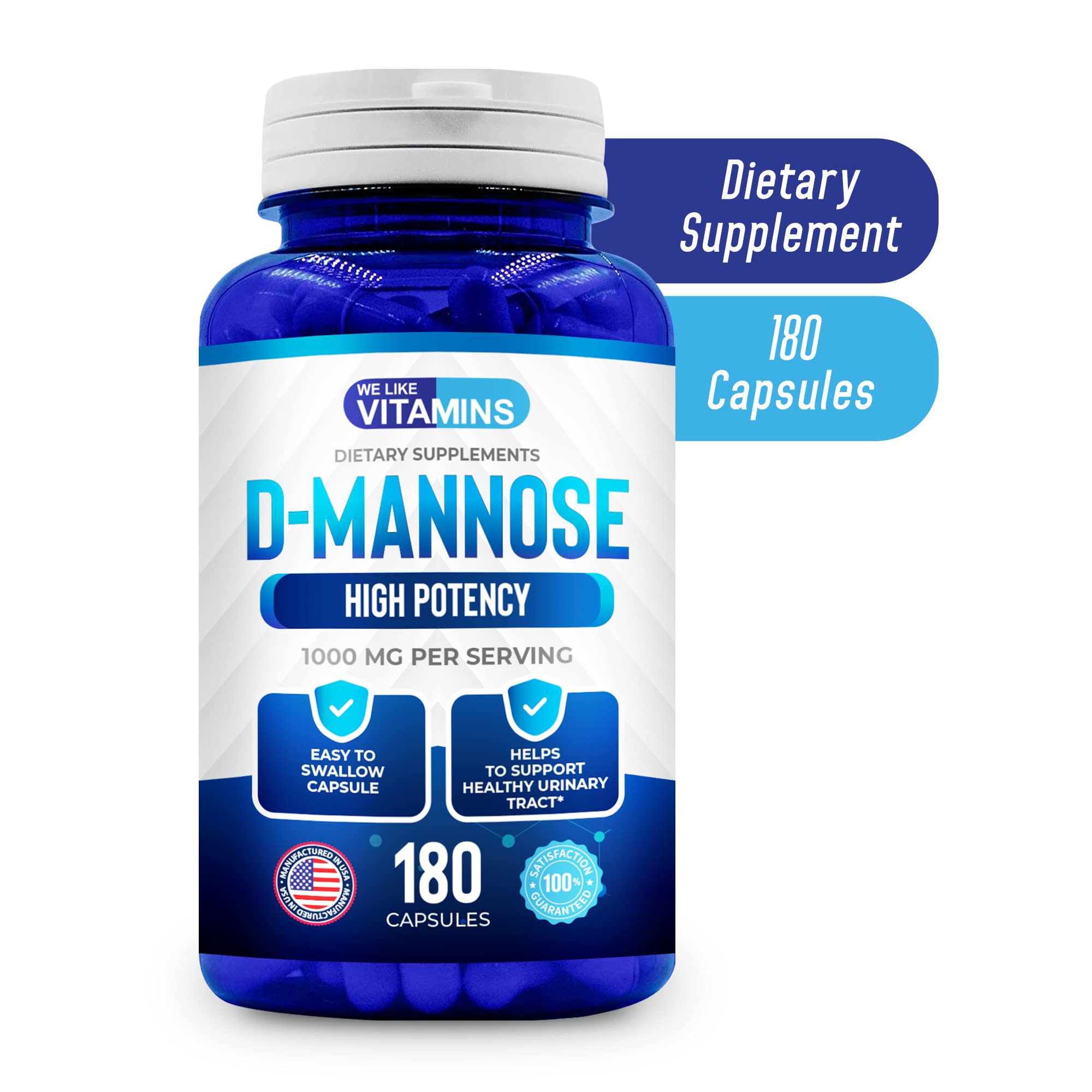 We Like Vitamins D-Mannose 1000mg capsules packaging details