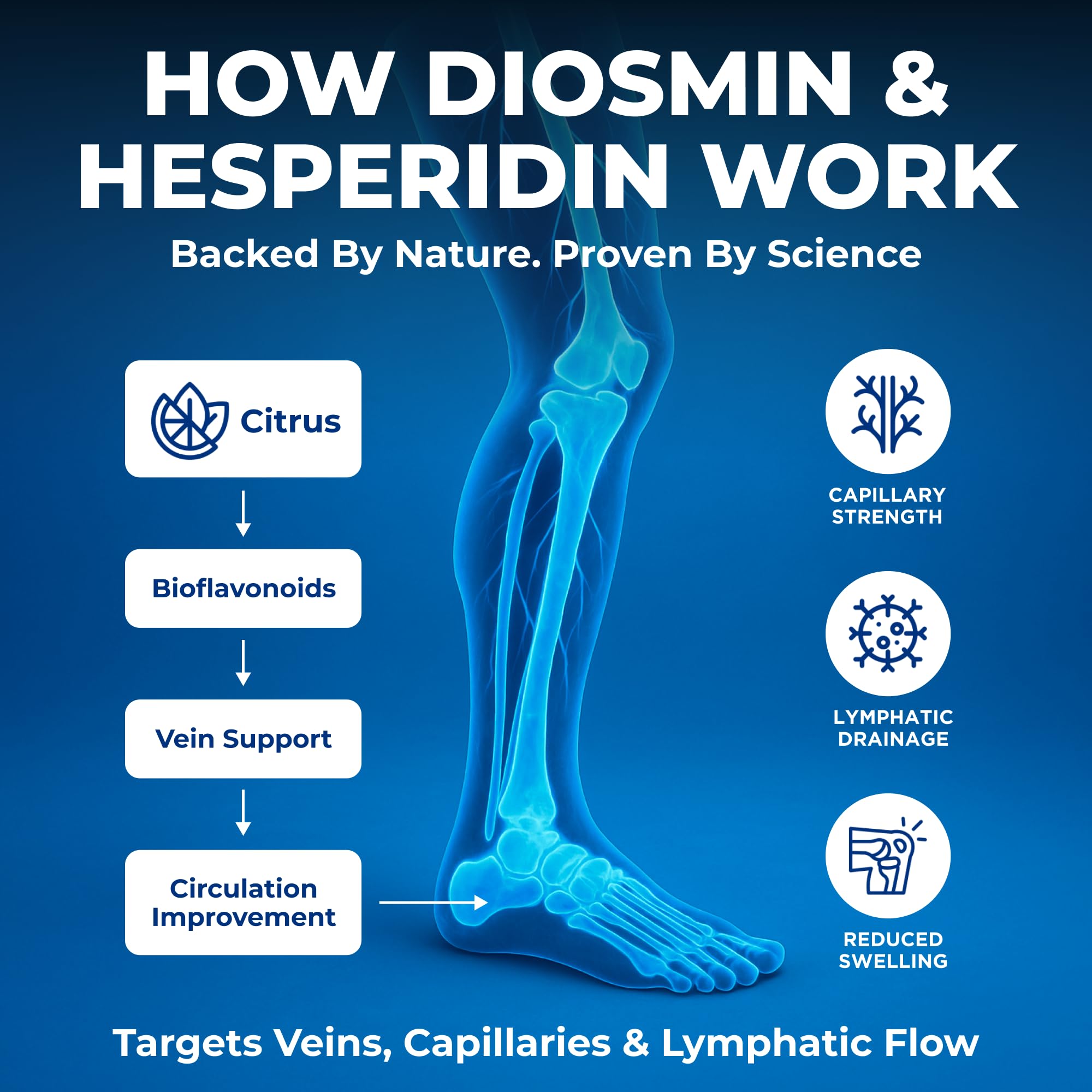 We Like Vitamins Diosmin & Hesperidin 1000mg capsules on a wooden table