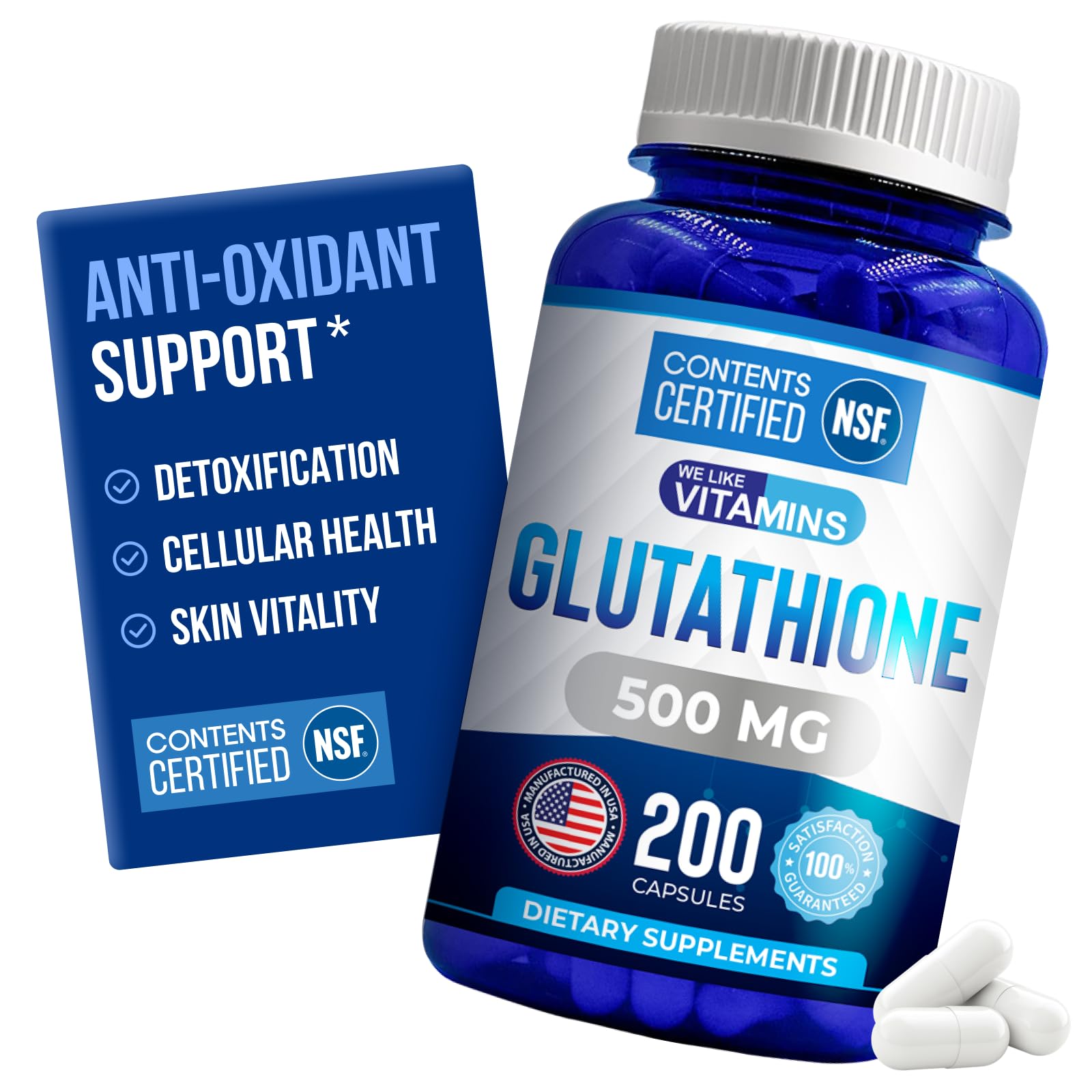 We Like Vitamins Extra Strength Glutathione 200 Capsules front view