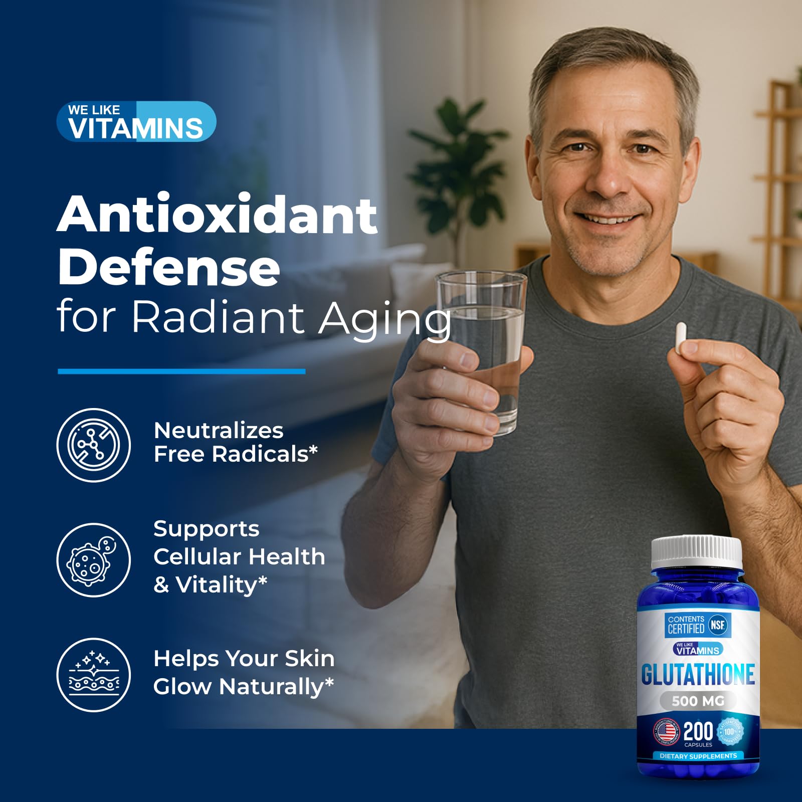 We Like Vitamins Extra Strength Glutathione bottle packaging