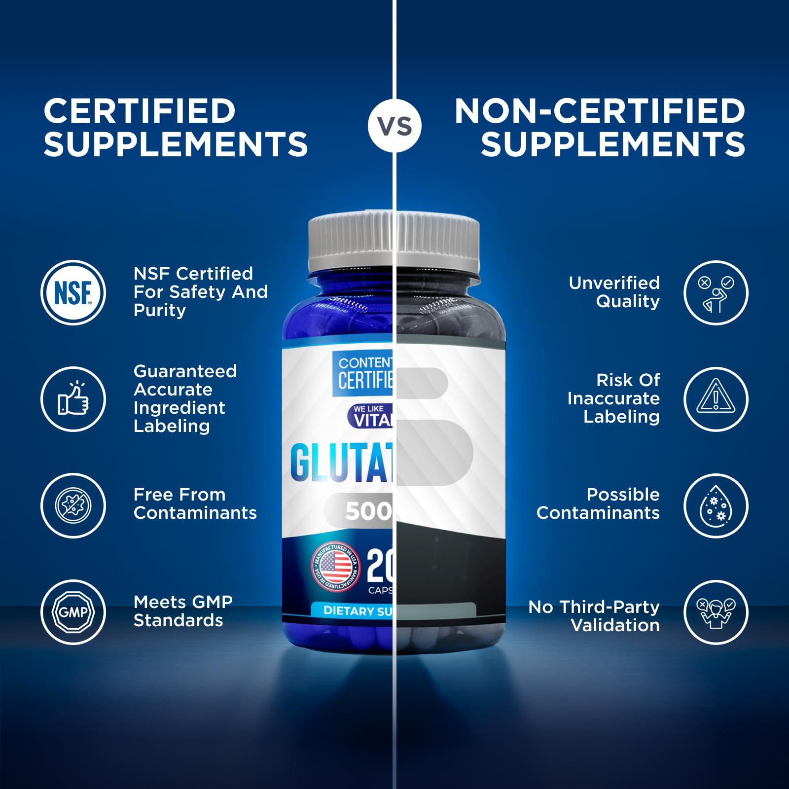 We Like Vitamins Extra Strength Glutathione capsules with a measuring spoon