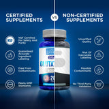 We Like Vitamins Extra Strength Glutathione capsules with a measuring spoon
