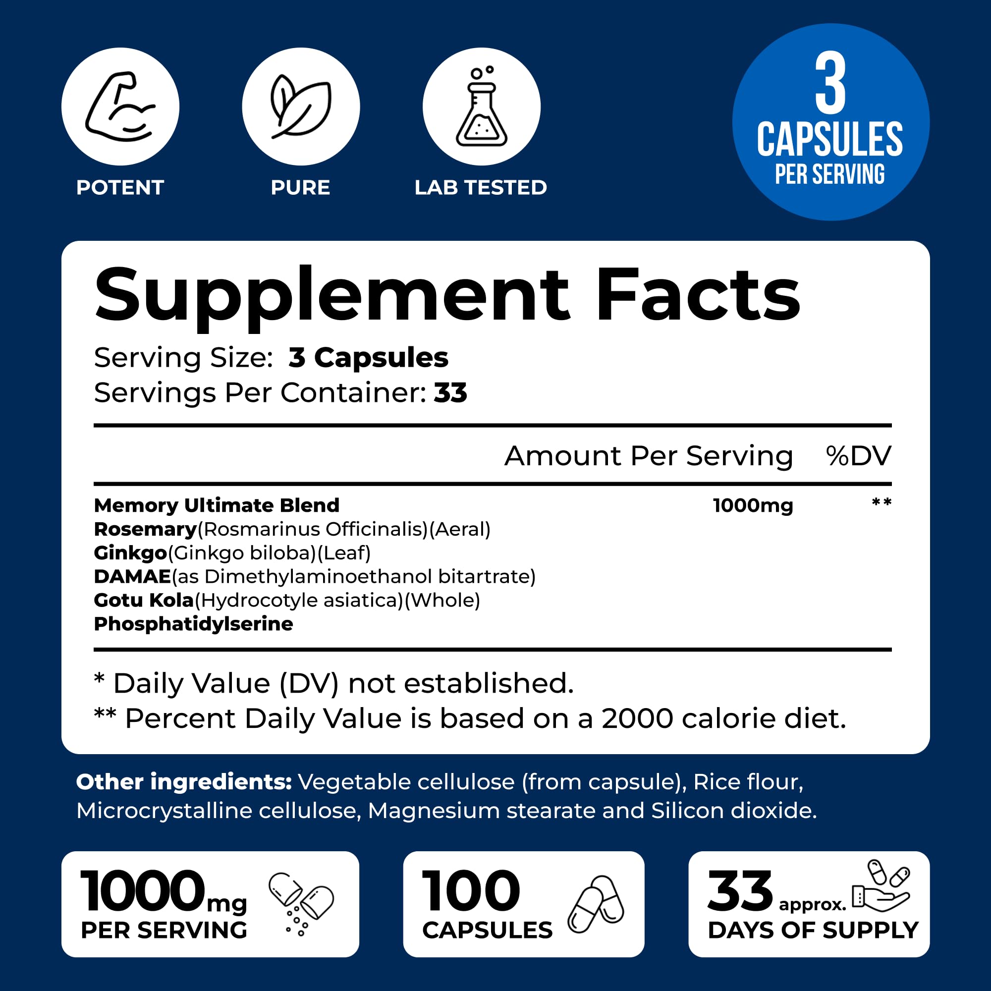 We Like Vitamins Phosphatidylserine Capsules 1000mg side view