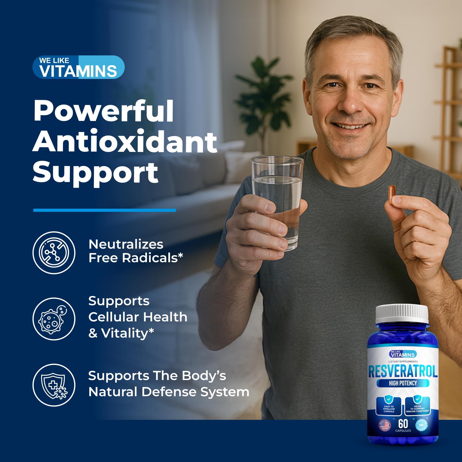 We Like Vitamins Resveratrol 1000mg supplement label details