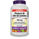 Webber Naturals Apple Cider Vinegar 500 mg Capsules side view