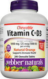 Webber Naturals Chewable Vitamin C + D3 1000mg 25mcg front view