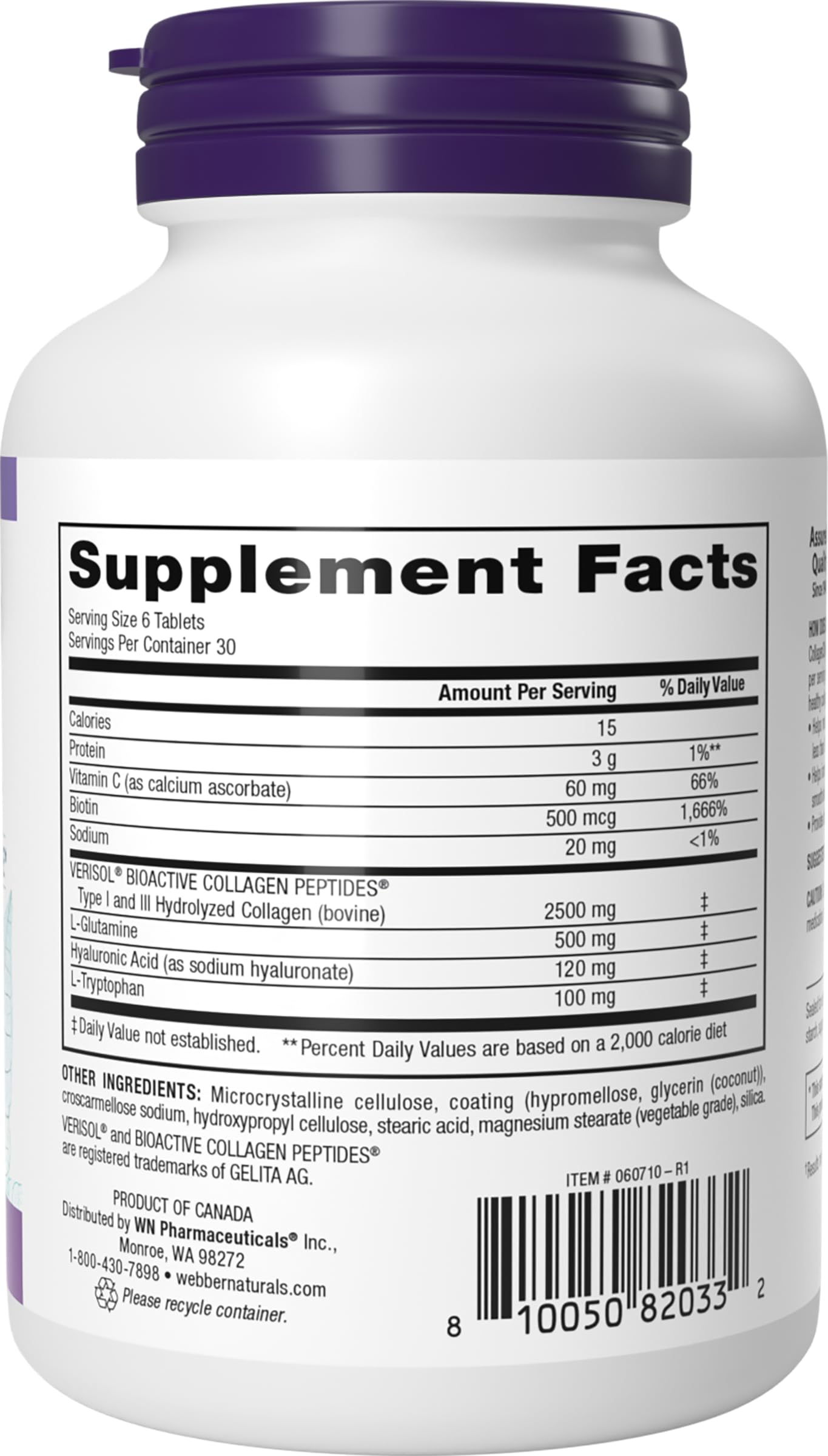 Webber Naturals Collagen30 supplement capsules close-up