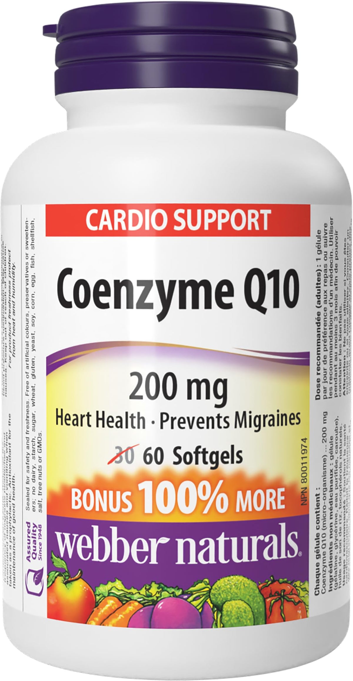 Webber Naturals CoQ10 200mg Softgels front view