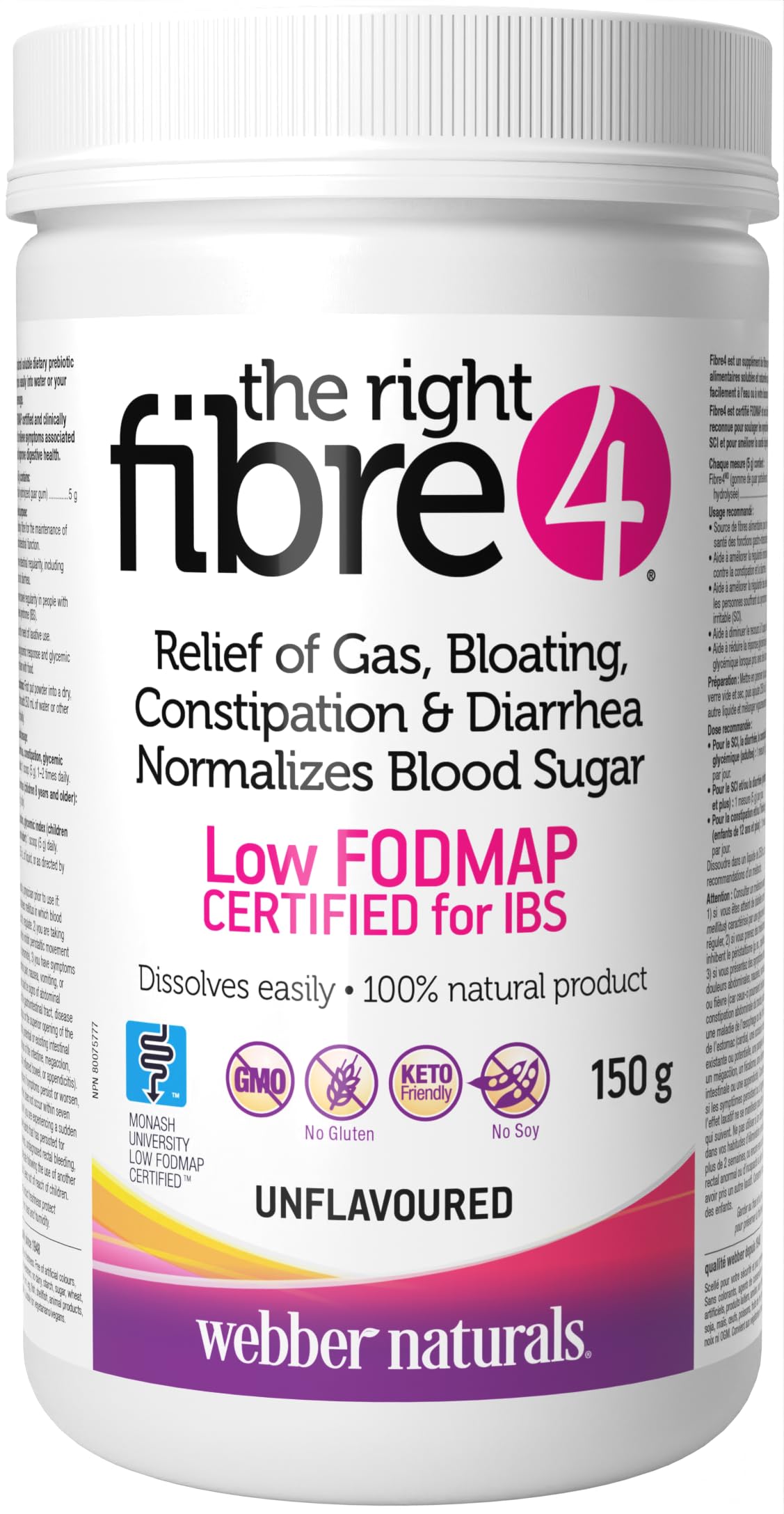 Webber Naturals Fibre 4 230g front view packaging