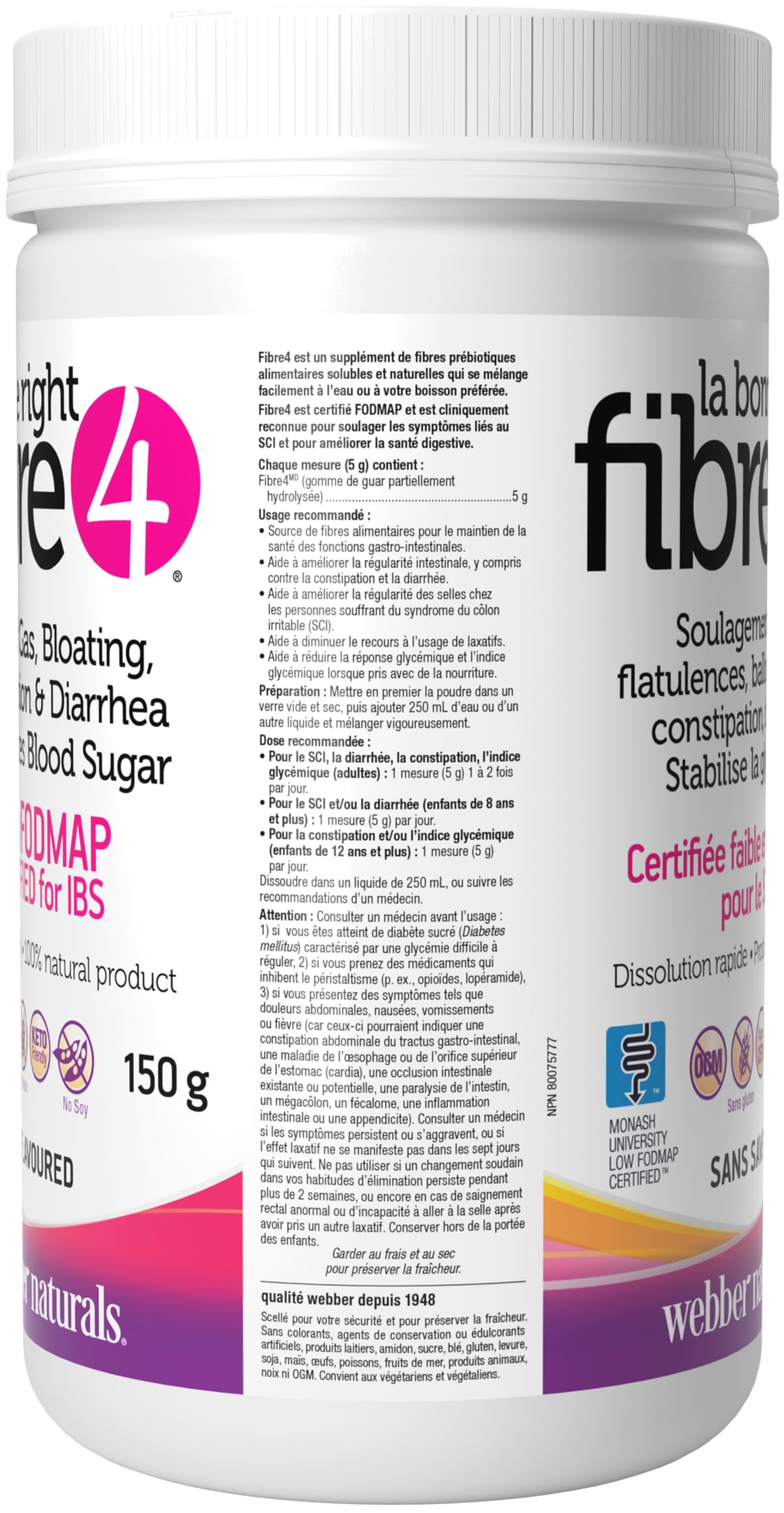Webber Naturals Fibre 4 230g with measuring spoon