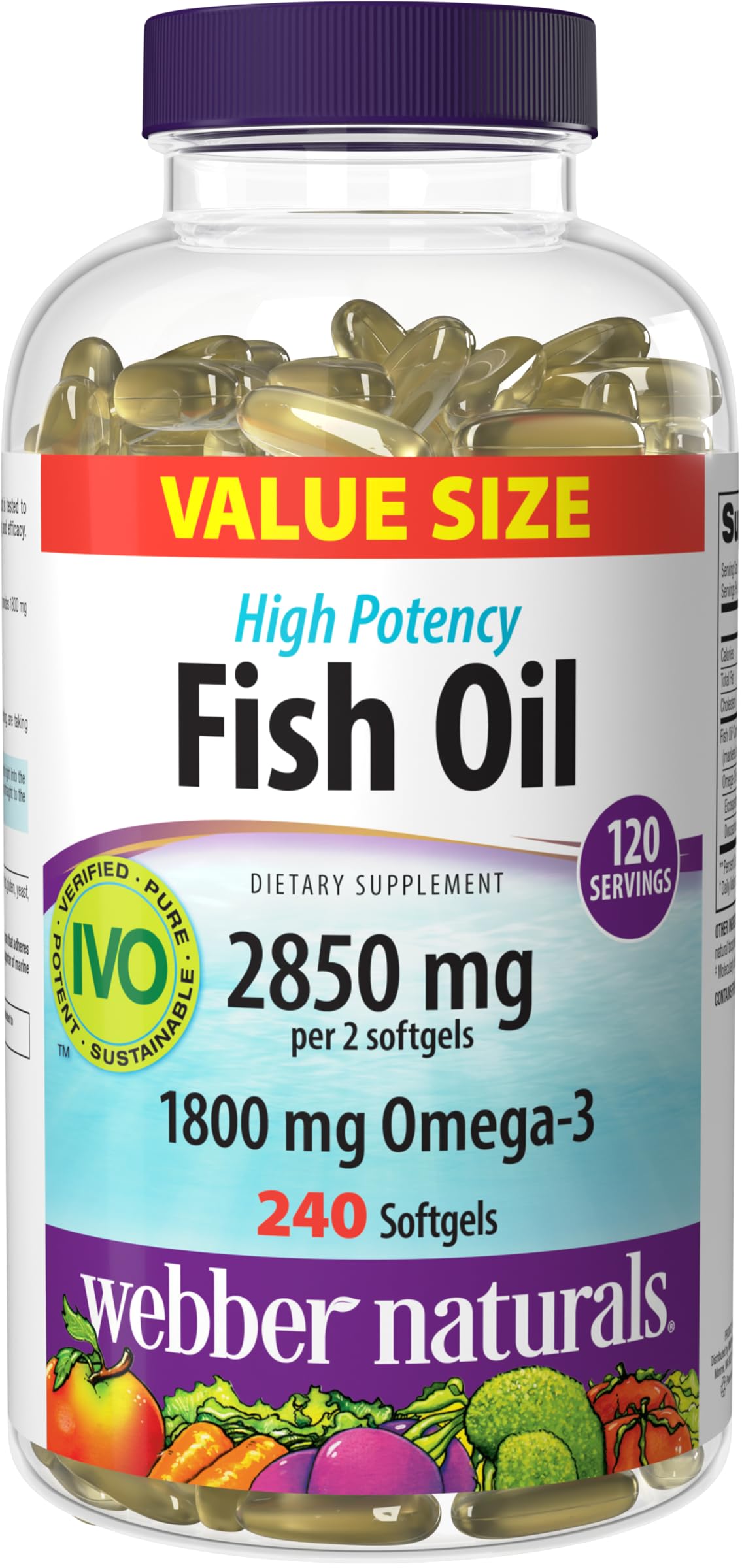 Webber Naturals Fish Oil Omega 3 Supplement front view of packaging