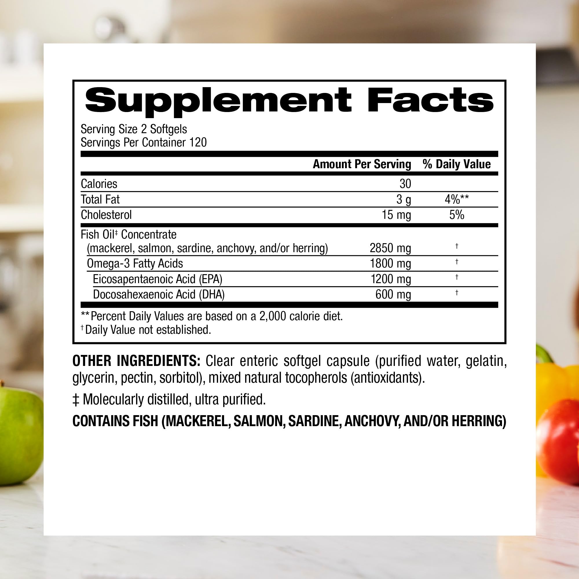 Webber Naturals Fish Oil Omega 3 Supplement side view of packaging