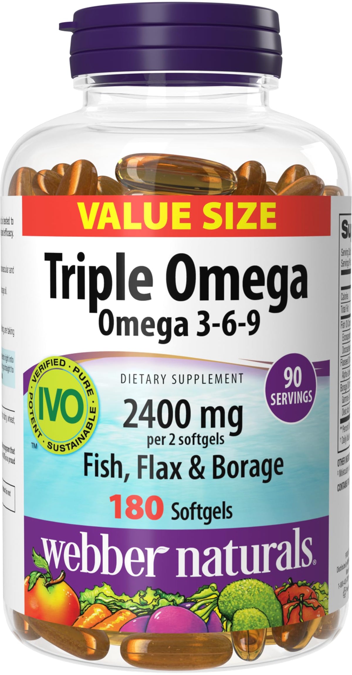 Webber Naturals Fish Oil Triple Omega 3-6-9 Supplement front view