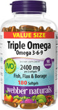 Webber Naturals Fish Oil Triple Omega 3-6-9 Supplement front view