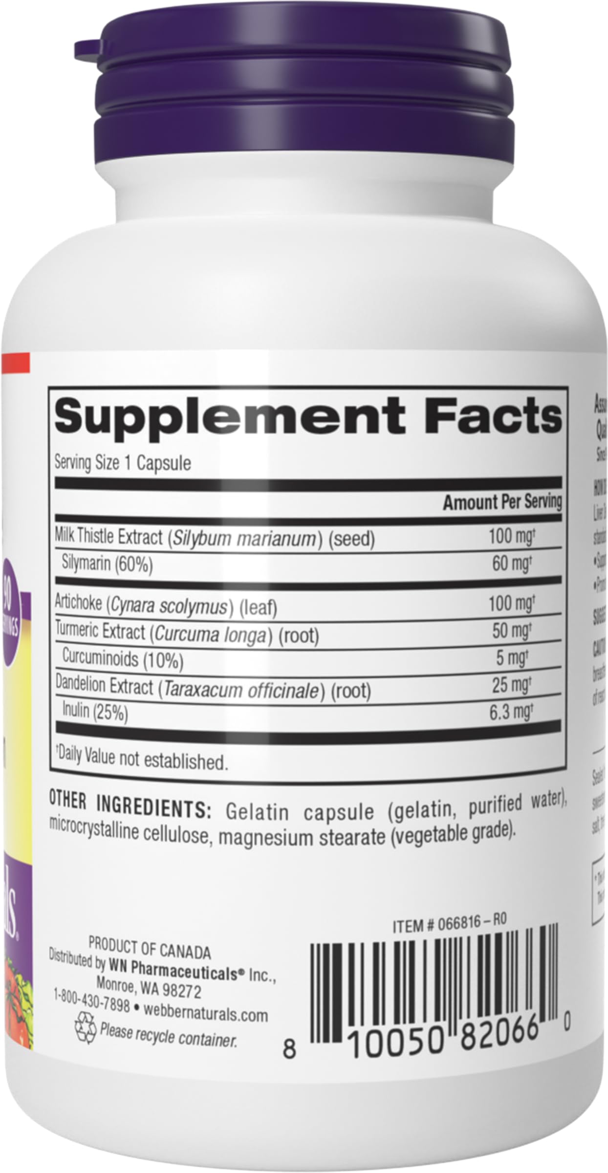 Webber Naturals Liver & Cleanse Capsules back view
