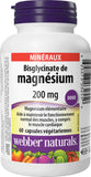 Webber Naturals Magnesium Bisglycinate 200mg capsule bottle side view