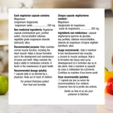 Webber Naturals Magnesium Bisglycinate 200mg capsule ingredients list