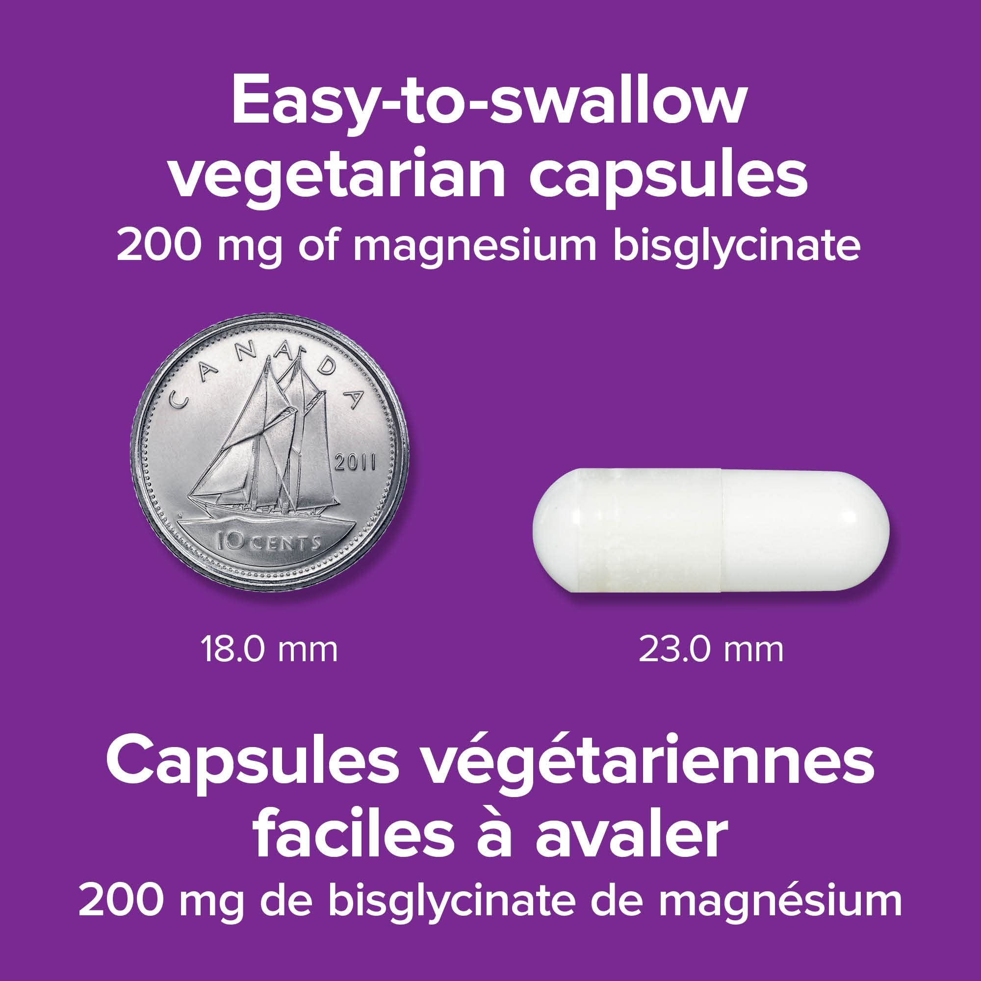 Webber Naturals Magnesium Bisglycinate 200mg capsules on a wooden table