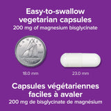 Webber Naturals Magnesium Bisglycinate 200mg capsules on a wooden table