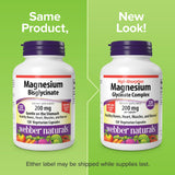 Webber Naturals Magnesium Glycinate 200mg capsules on a wooden surface