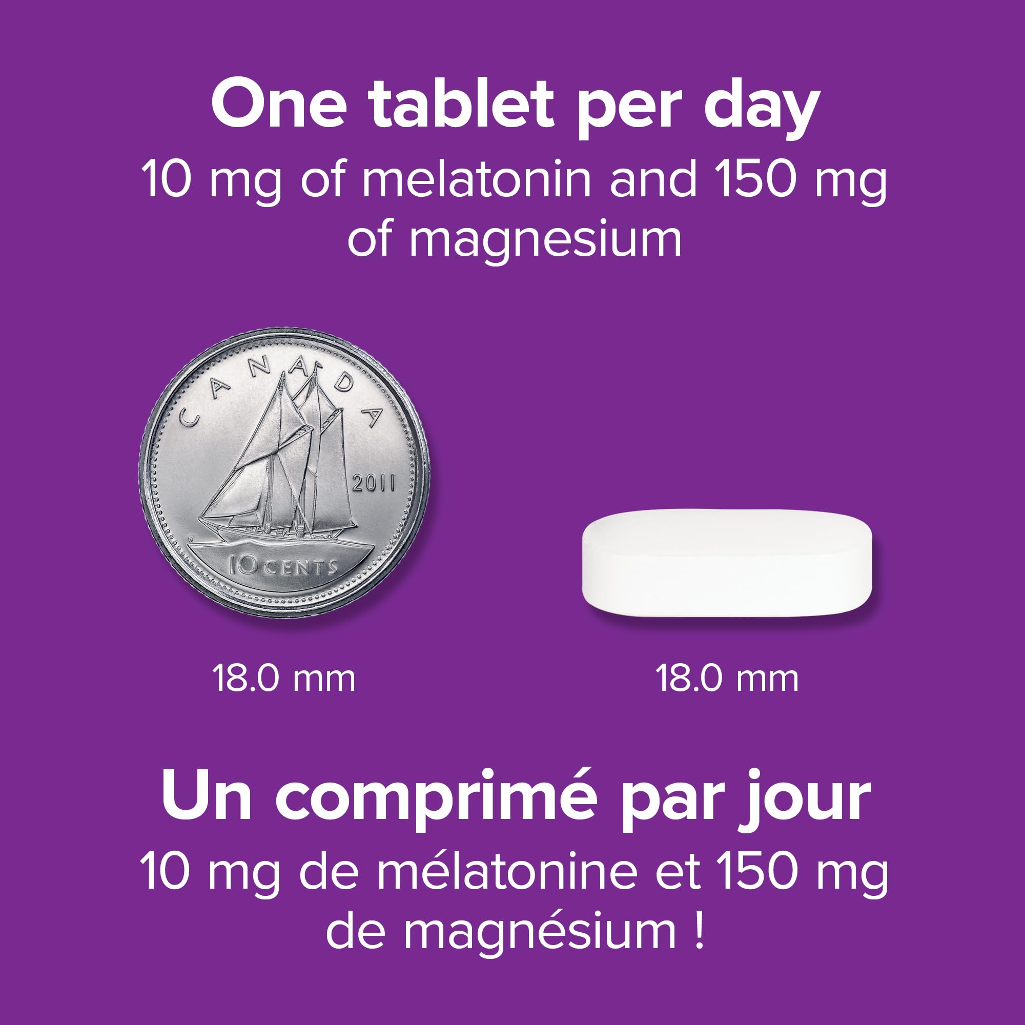 Webber Naturals Melatonin 10 mg with Magnesium 150 mg tablet back view