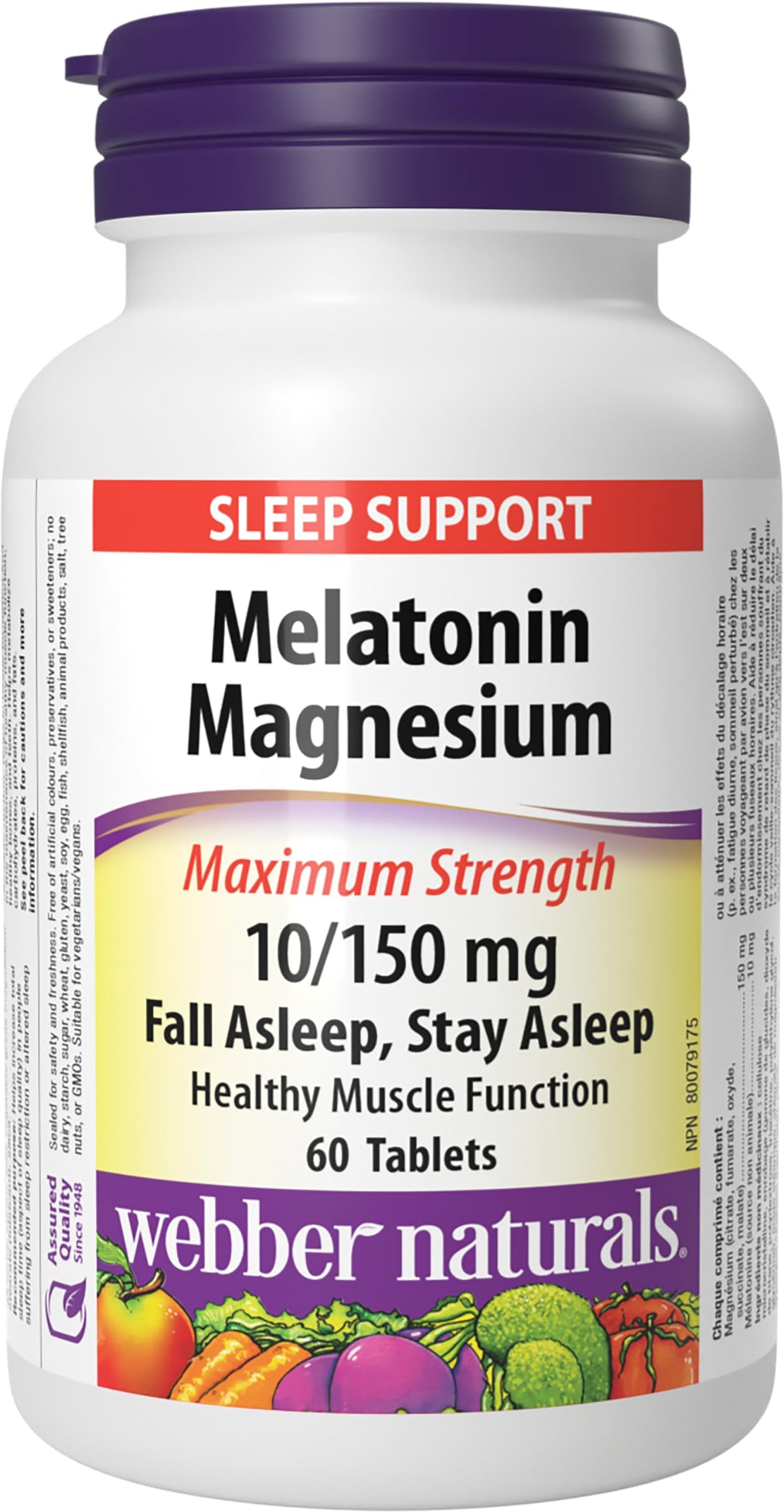 Webber Naturals Melatonin 10 mg with Magnesium 150 mg tablet front view