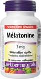 Webber Naturals Melatonin 3 mg Quick Dissolve Tablets back view