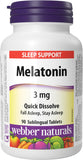 Webber Naturals Melatonin 3 mg Quick Dissolve Tablets front view