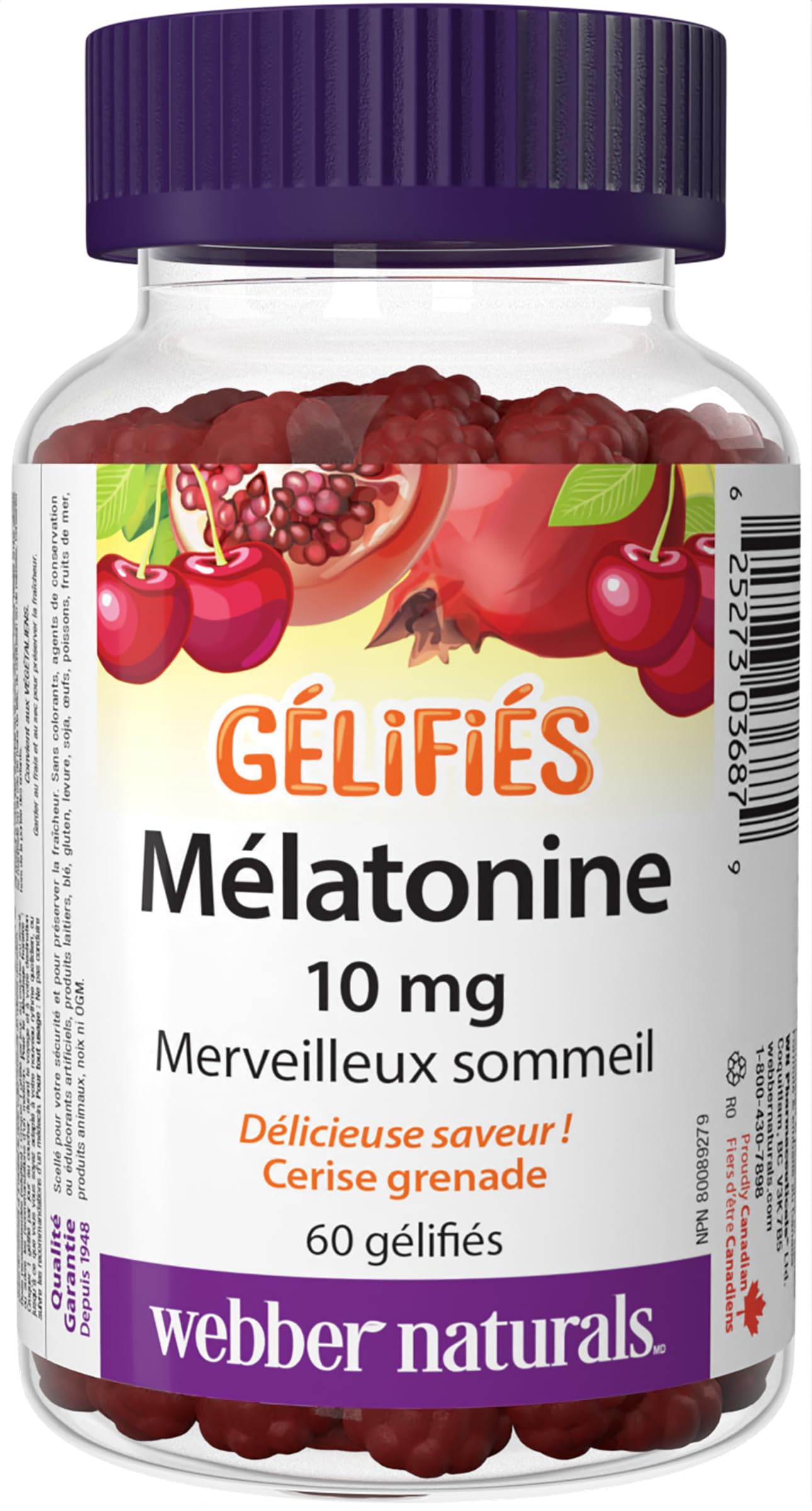 Webber Naturals Melatonin Gummies 10mg back view