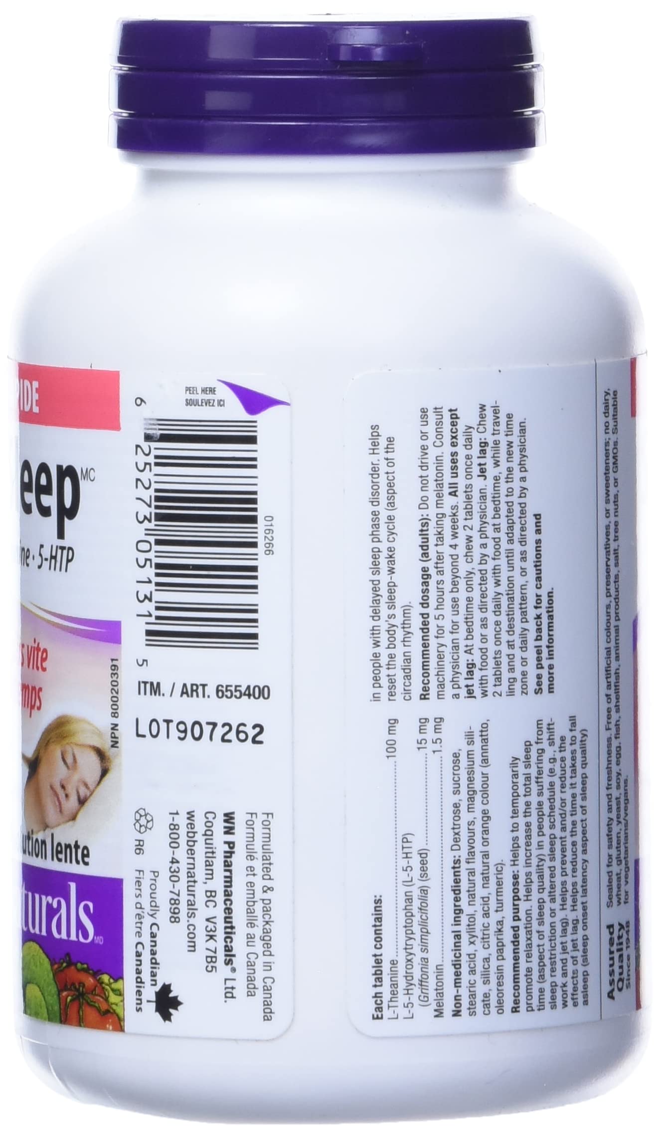 Webber Naturals Sleep Supplement Tablets on a wooden table